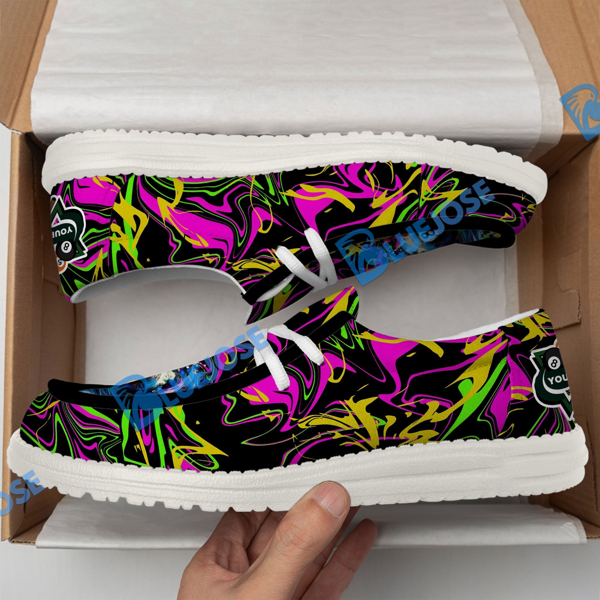 Billiards 8 Ball Graffiti Paint Splash Lace Up Loafers 2026