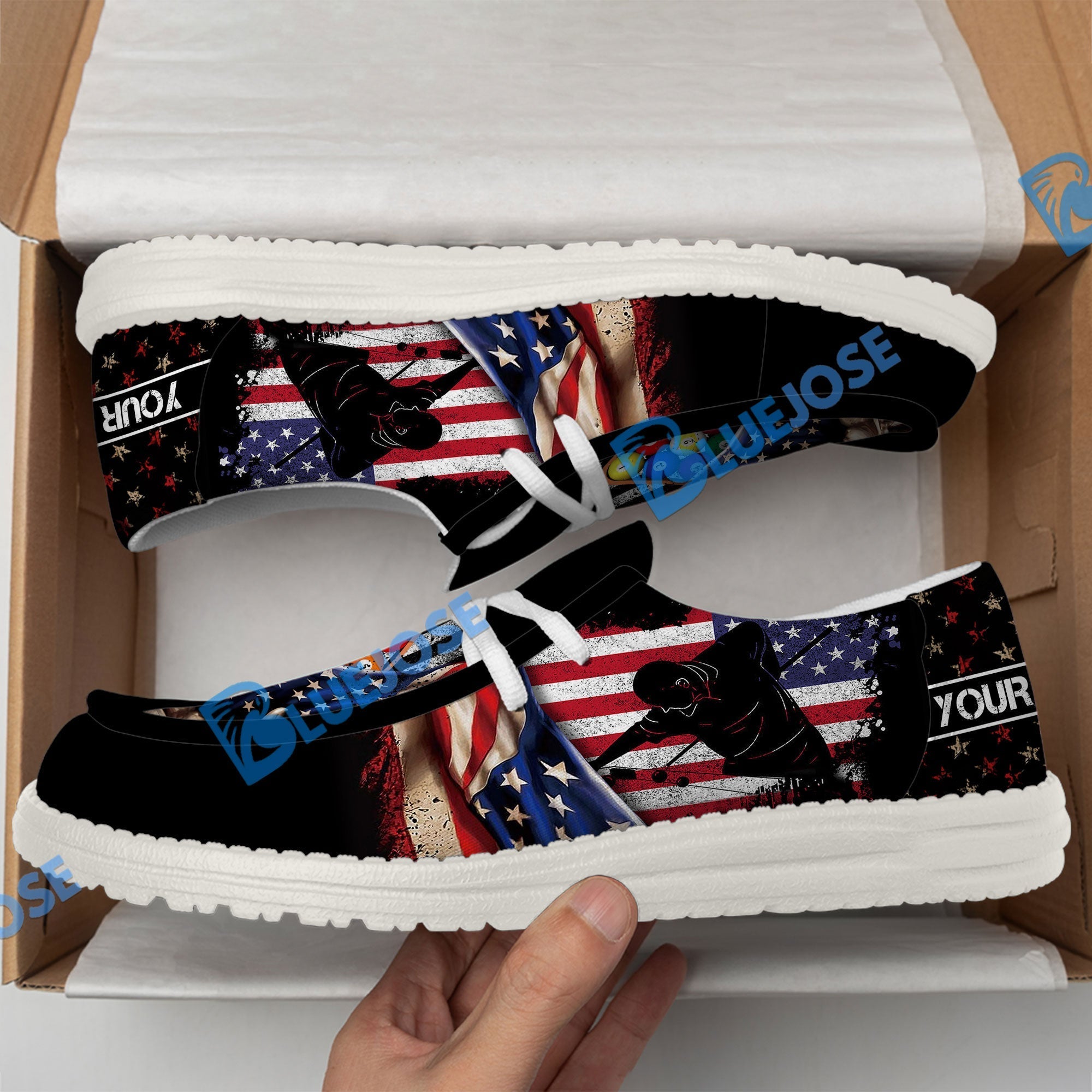 Billiards American Flag 9 Ball Player Lace Up Loafers 2026