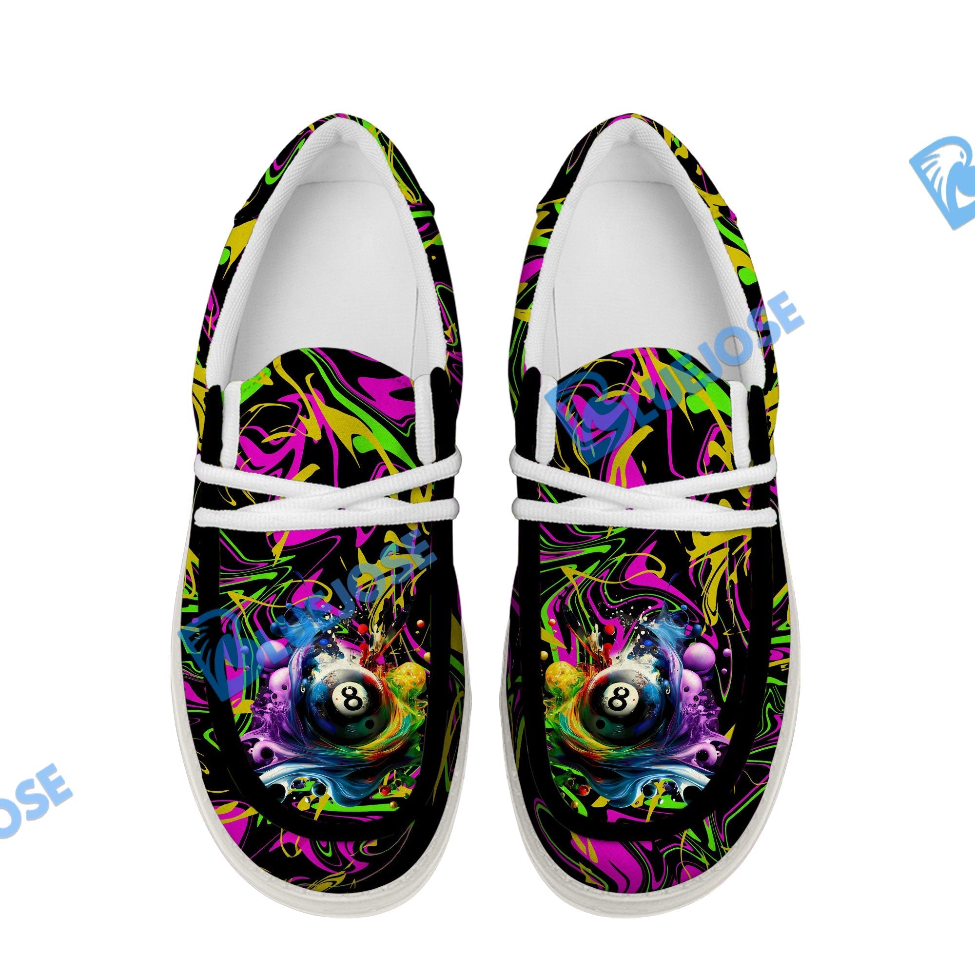 Billiards 8 Ball Graffiti Paint Splash Lace Up Loafers 2026