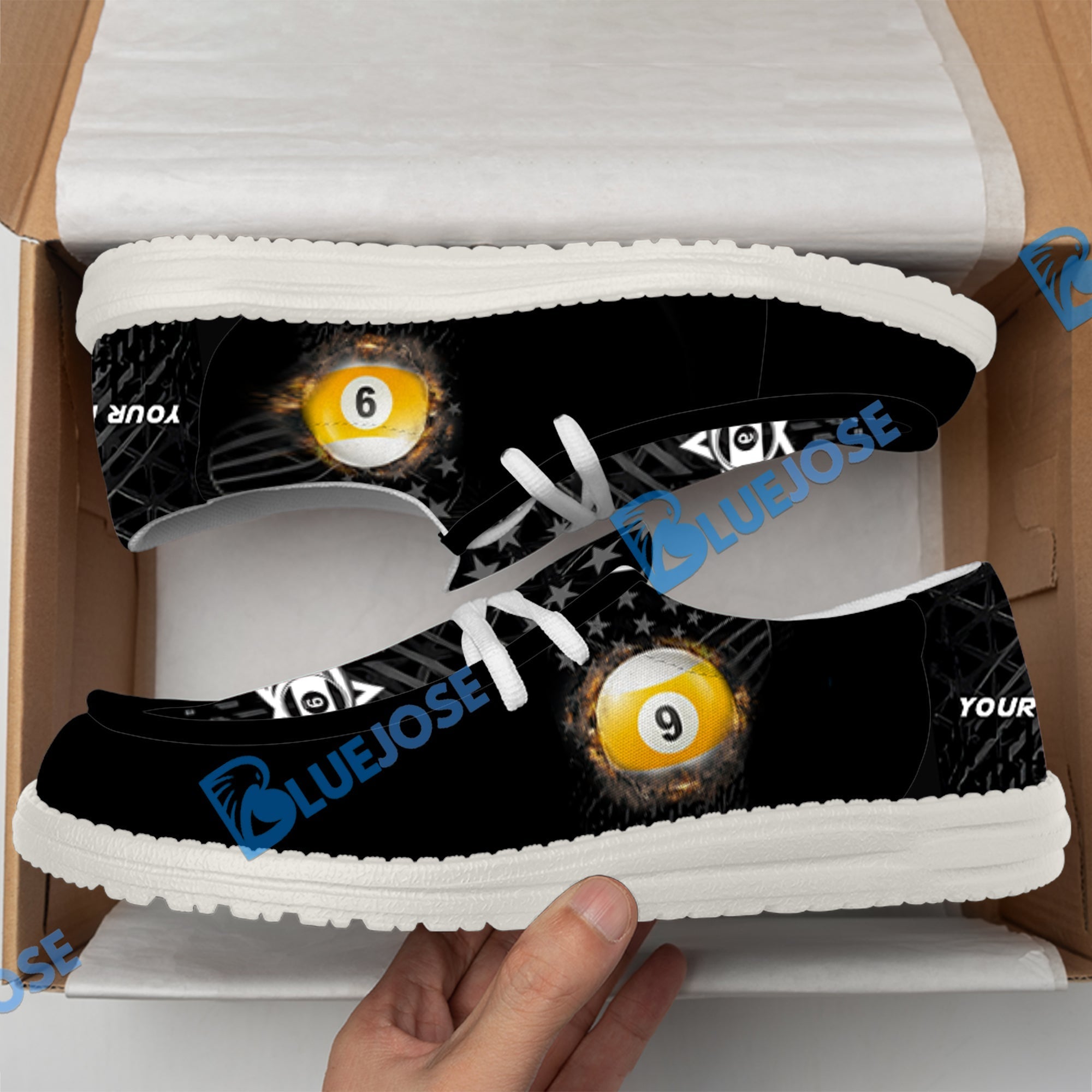 Billiards Ball 9 Fire Black US Flag Lace Up Loafers 2026