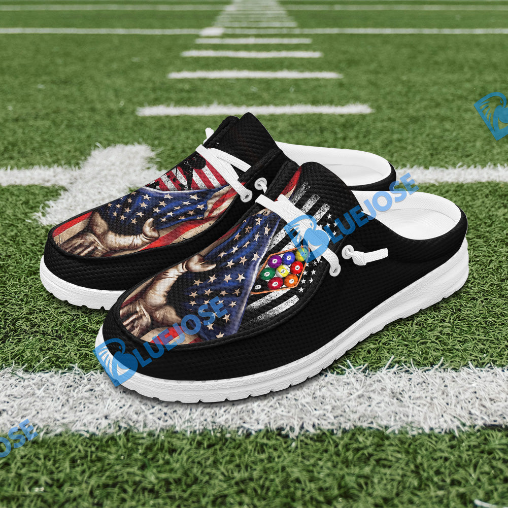 Billiards American Flag 9 Ball Player Lace Up Loafers 2026