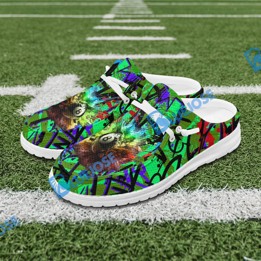 Billiards 8 Ball Graffiti Explosion Paint Lace Up Loafers 2026