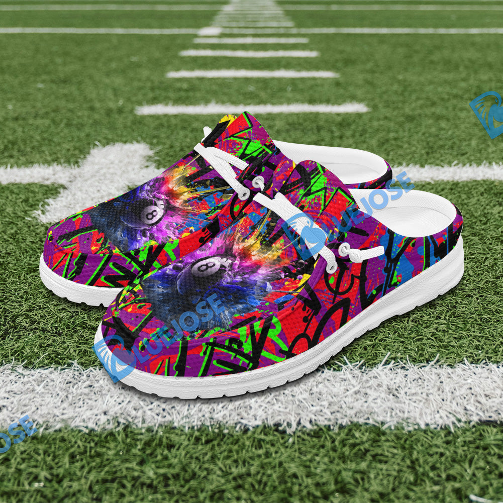 Billiards 8 Ball Graffiti Explosion Paint Lace Up Loafers 2026