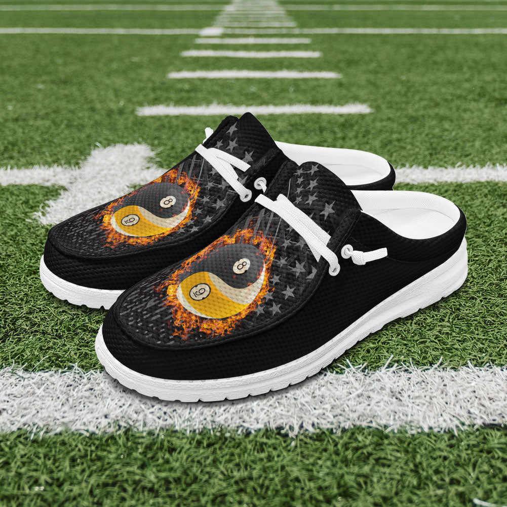 Billiards Ball 8 & 9 Fire Black US Flag Yinyang Lace Up Loafers 2026