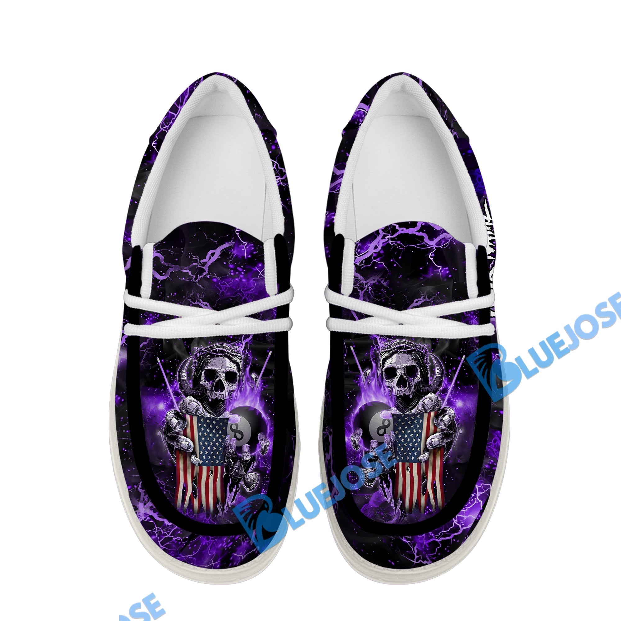 Billiards Ball 8 Fire US Flag Lace Up Loafers 2026