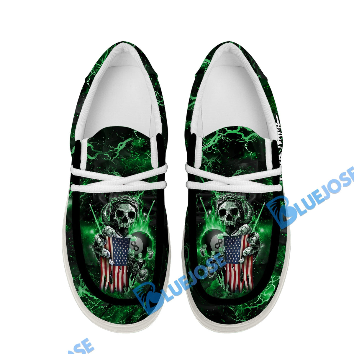 Billiards Ball 8 Fire US Flag Lace Up Loafers 2026