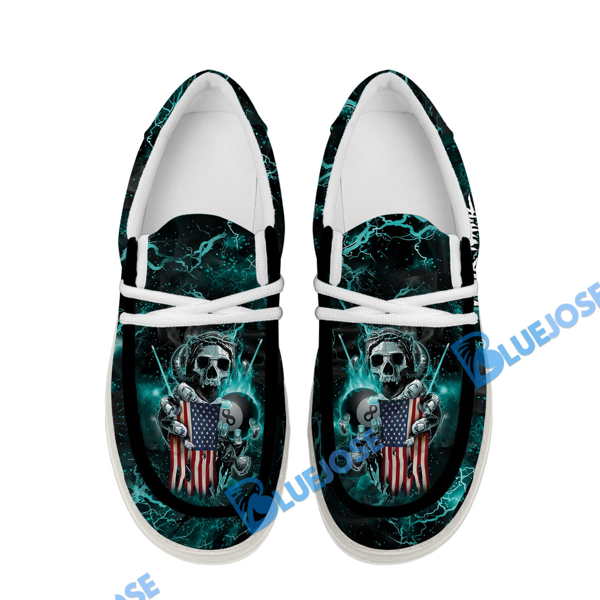 Billiards Ball 8 Fire US Flag Lace Up Loafers 2026