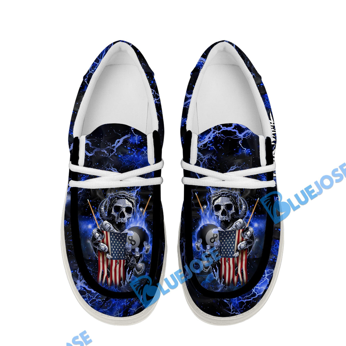 Billiards Ball 8 Fire US Flag Lace Up Loafers 2026