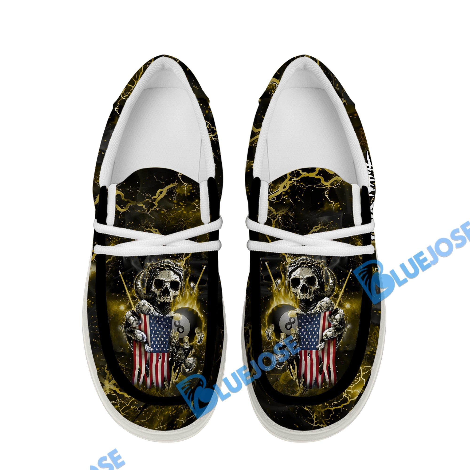 Billiards Ball 8 Fire US Flag Lace Up Loafers 2026
