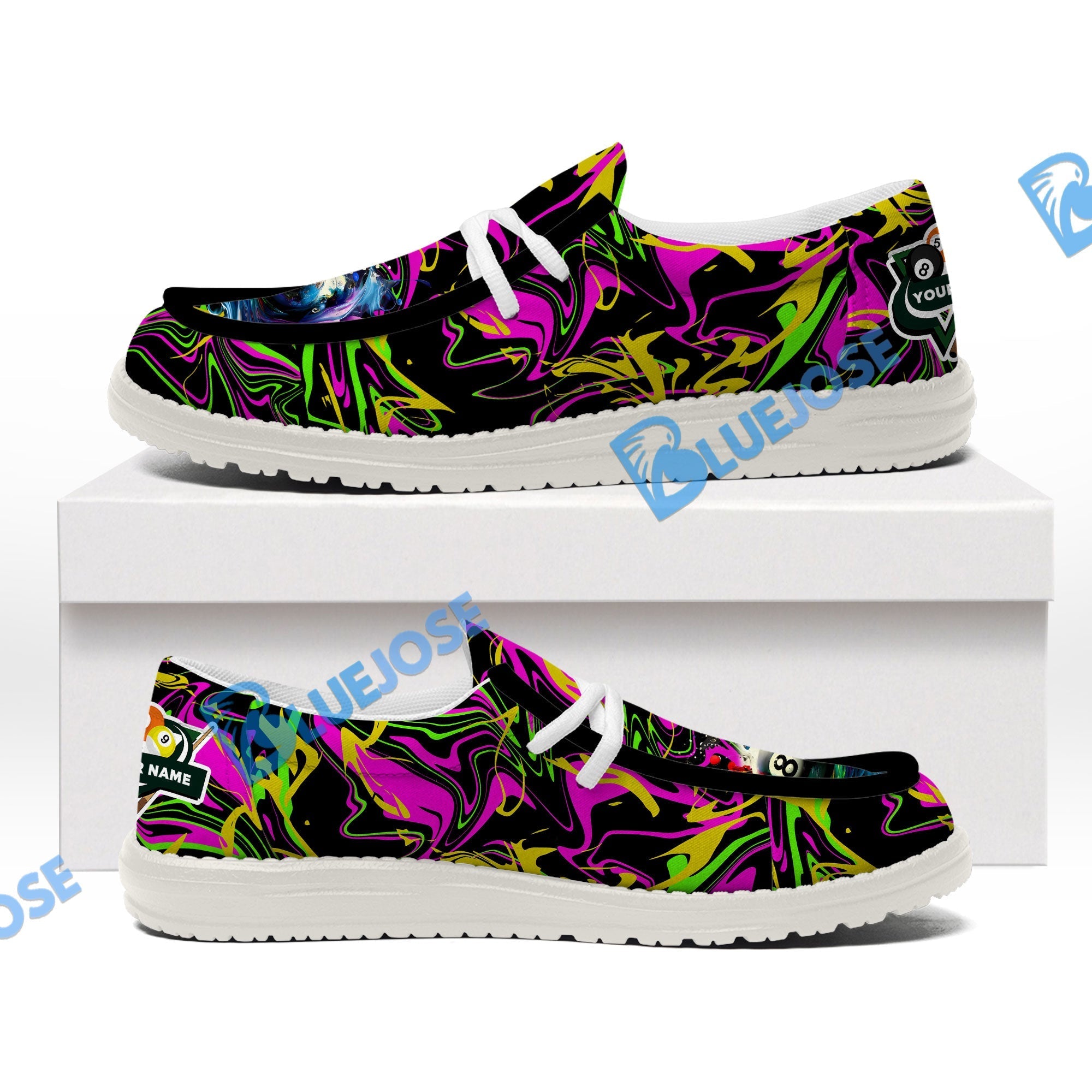 Billiards 8 Ball Graffiti Paint Splash Lace Up Loafers 2026