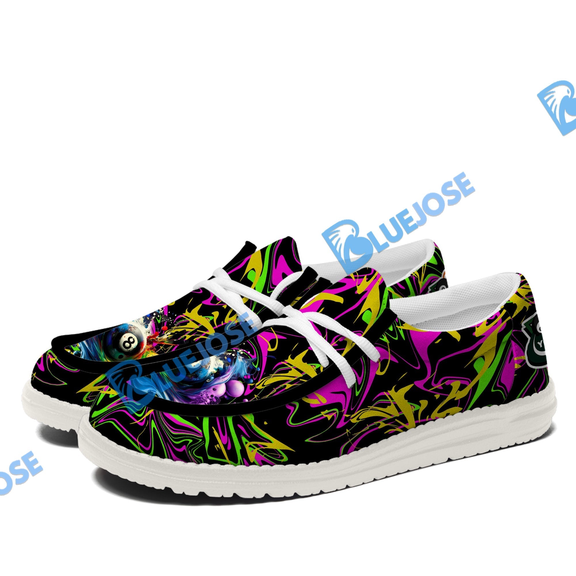 Billiards 8 Ball Graffiti Paint Splash Lace Up Loafers 2026