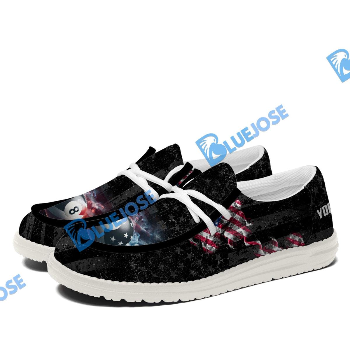 Billiards Ball 8 Pool Smoke US Flag Lace Up Loafers 2026