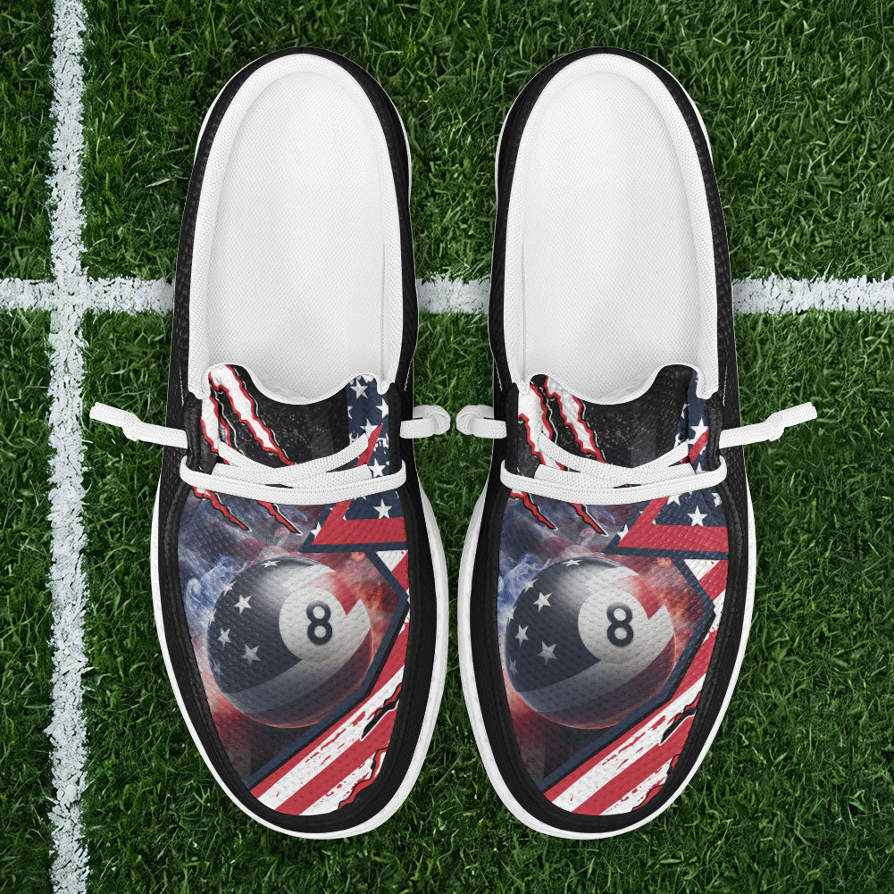 Billiards 8 Ball American Flag Patriot Lace Up Loafers 2026