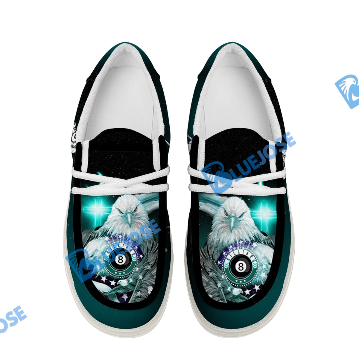 Billiards Ball 8 Cross Eagle American Flag Lace Up Loafers 2026