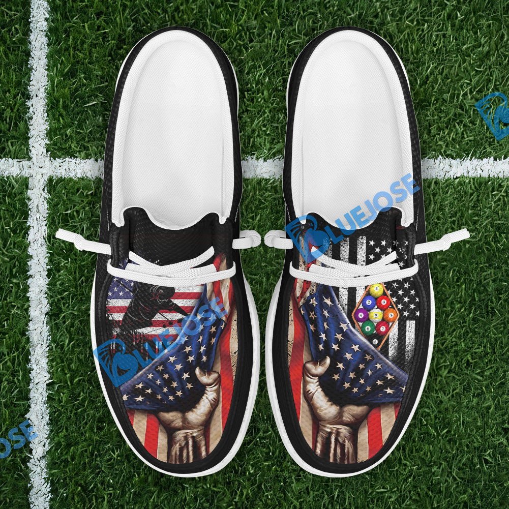 Billiards American Flag 9 Ball Player Lace Up Loafers 2026