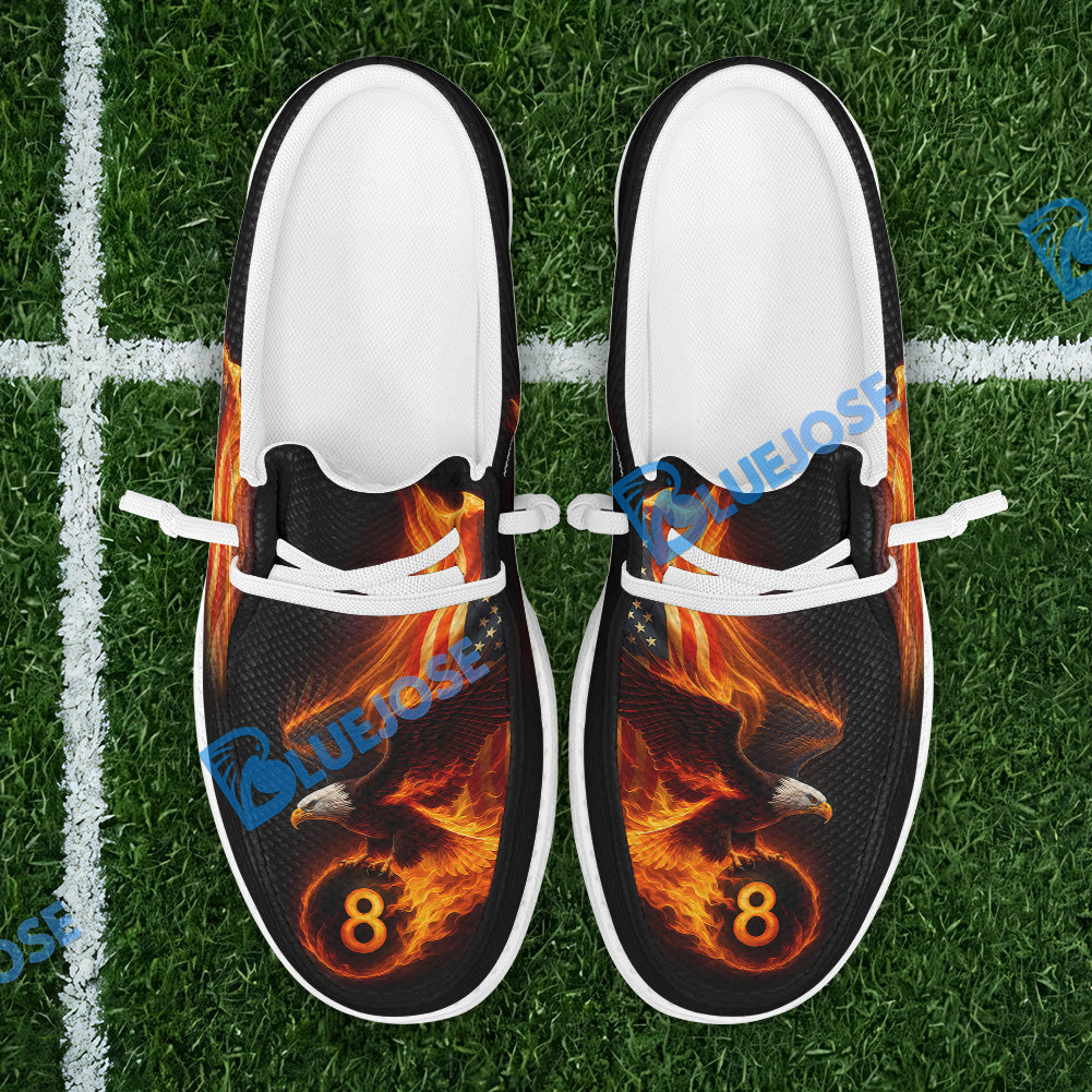 Billiards Ball 8 Eagle Flag Flame Lace Up Loafers 2026
