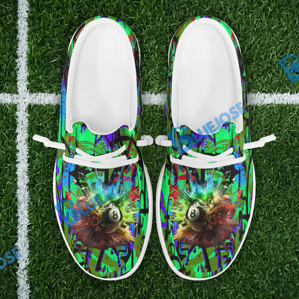 Billiards 8 Ball Graffiti Explosion Paint Lace Up Loafers 2026