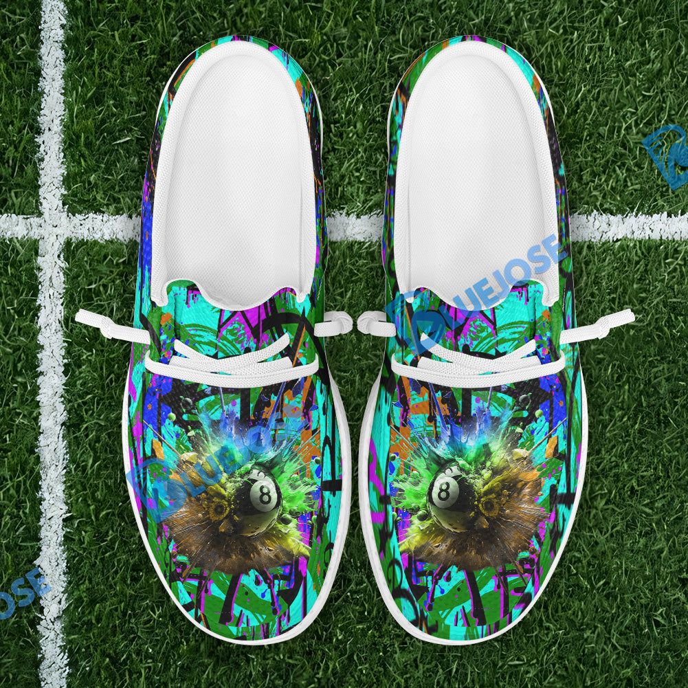 Billiards 8 Ball Graffiti Explosion Paint Lace Up Loafers 2026