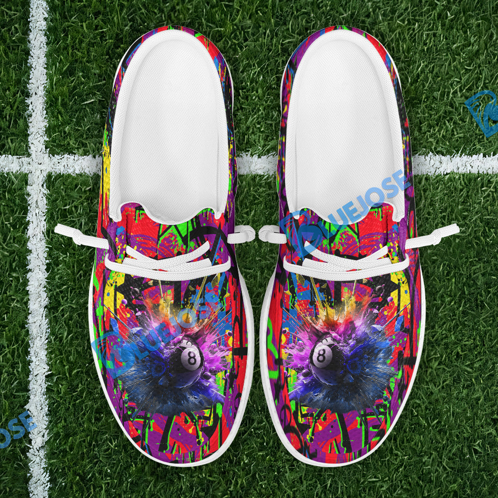 Billiards 8 Ball Graffiti Explosion Paint Lace Up Loafers 2026