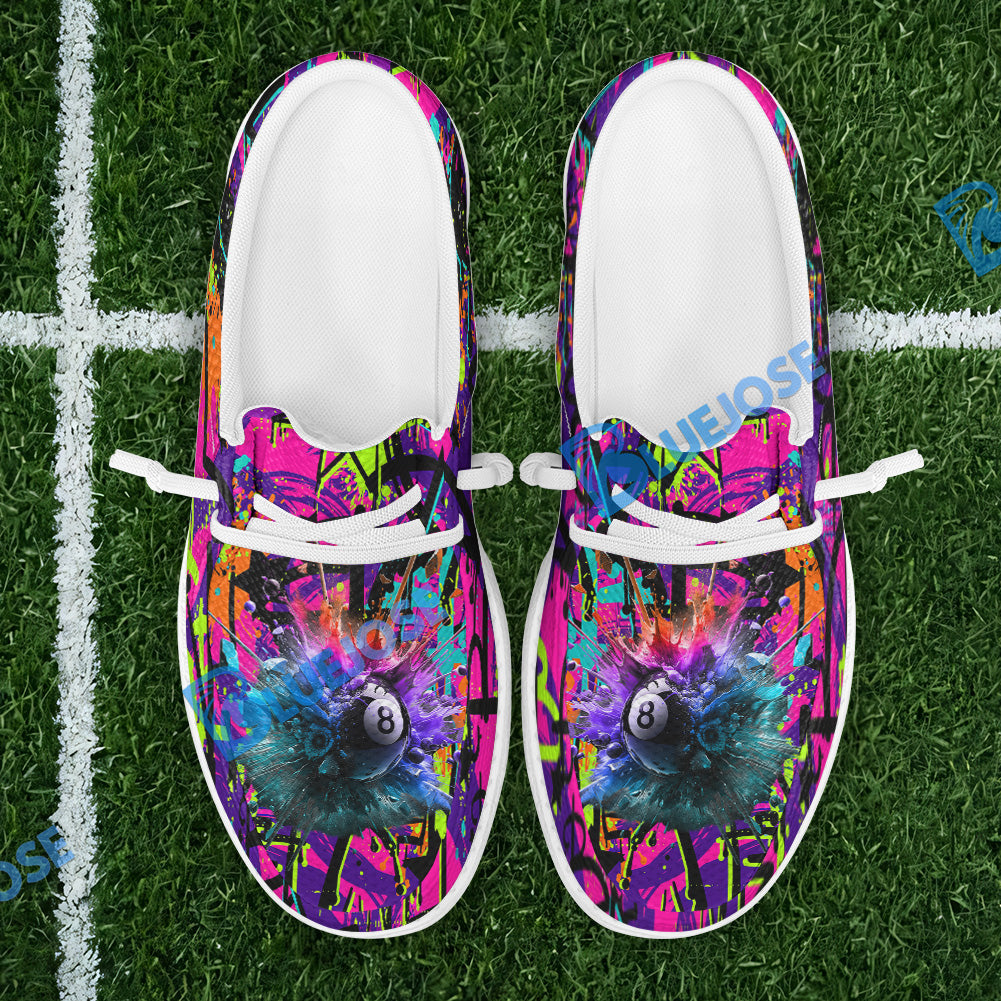 Billiards 8 Ball Graffiti Explosion Paint Lace Up Loafers 2026