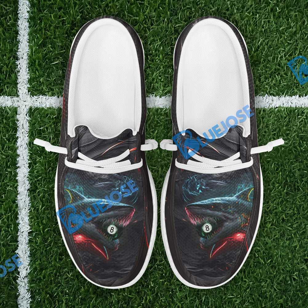 Billiards 8 Ball Hell Flame Shark Lace Up Loafers 2026