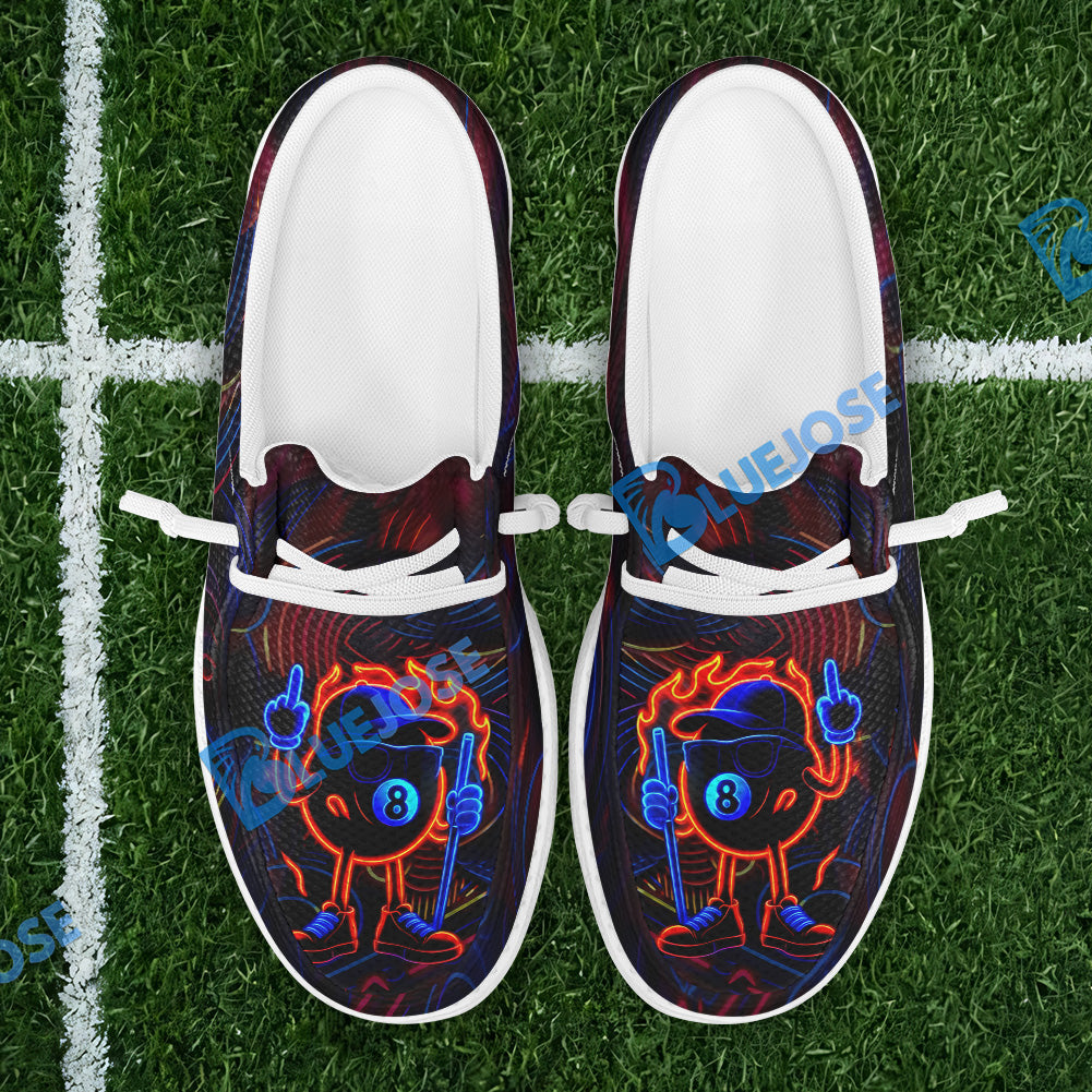 Billiards 8 Ball Pool Neon Fire Lace Up Loafers 2026