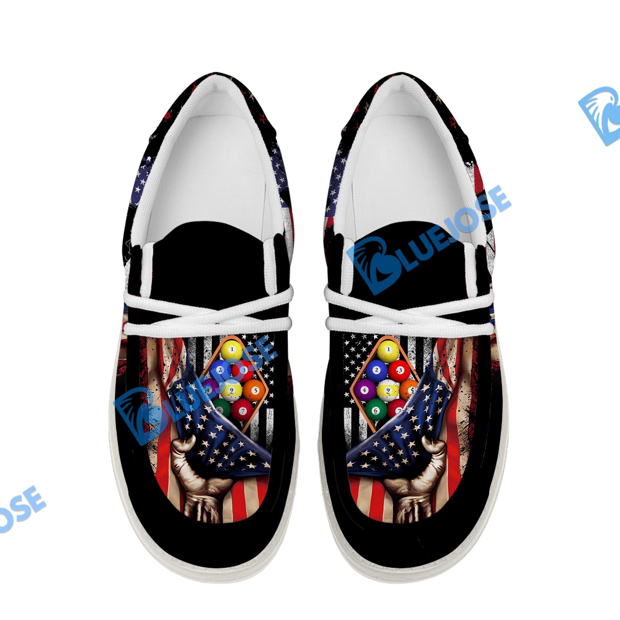 Billiards American Flag 9 Ball Player Lace Up Loafers 2026