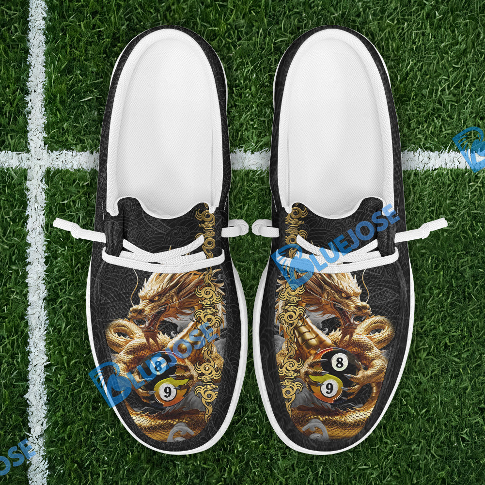 Billiards 8 Ball 9 Ball Golden Dragon Lace Up Loafers 2026