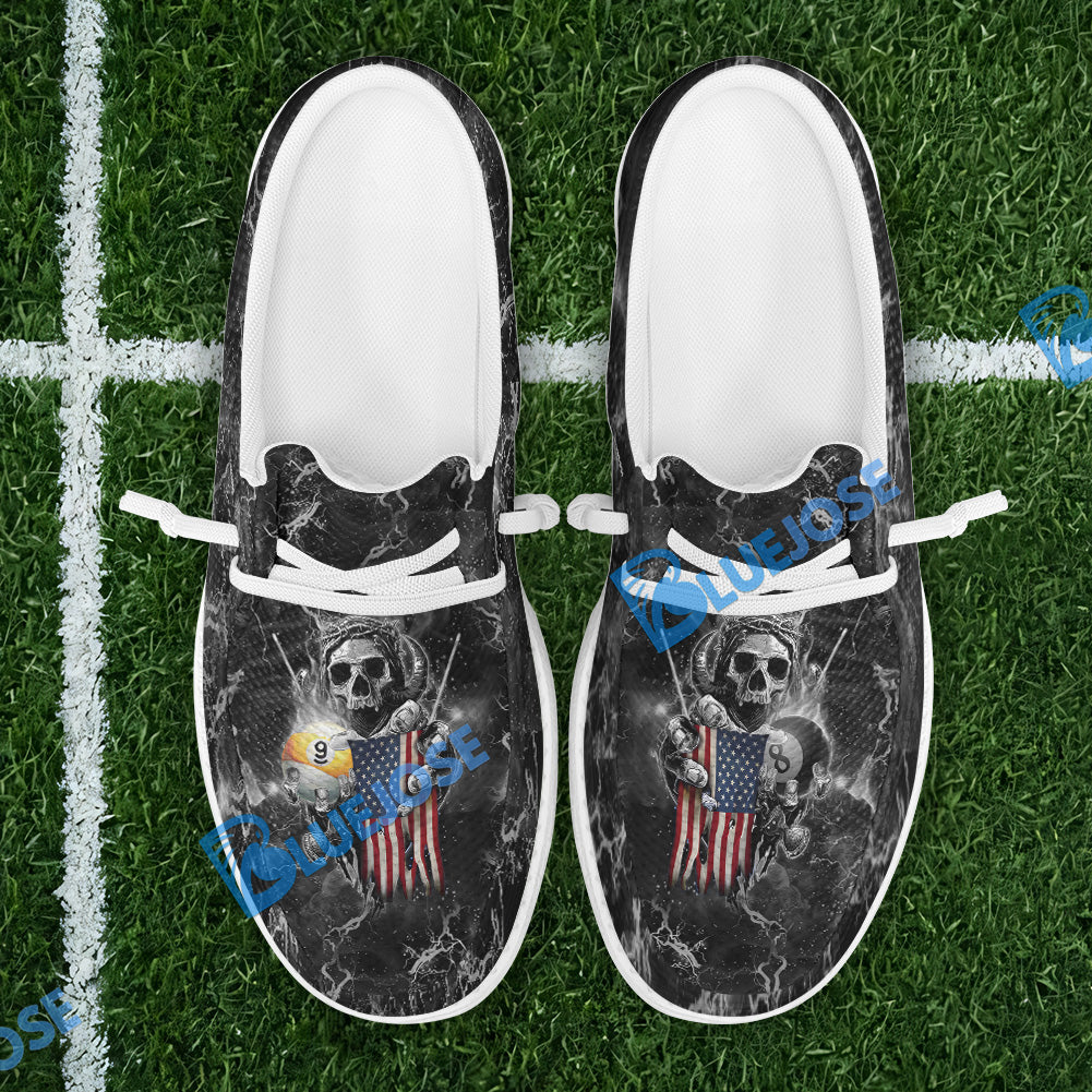 Billiards Ball 8 & 9 Fire US Flag Lace Up Loafers 2026