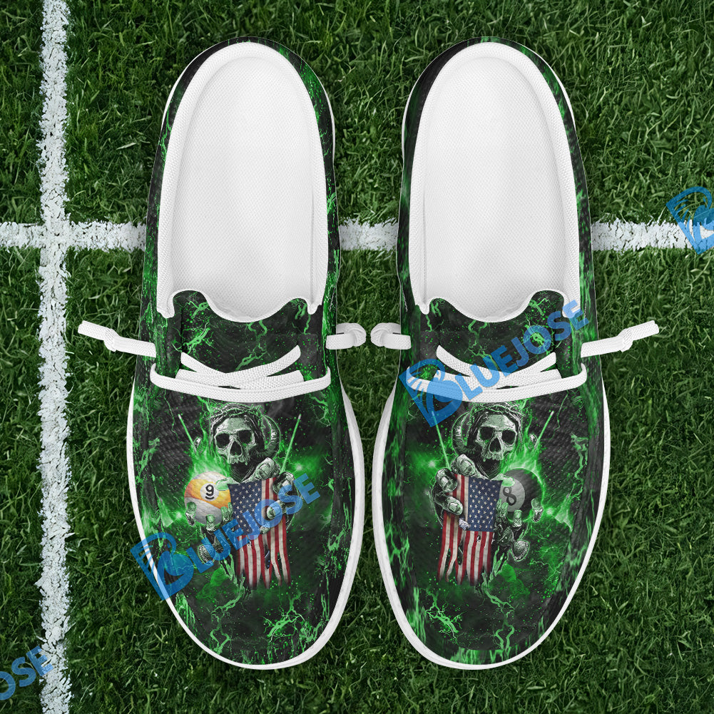 Billiards Ball 8 & 9 Fire US Flag Lace Up Loafers 2026