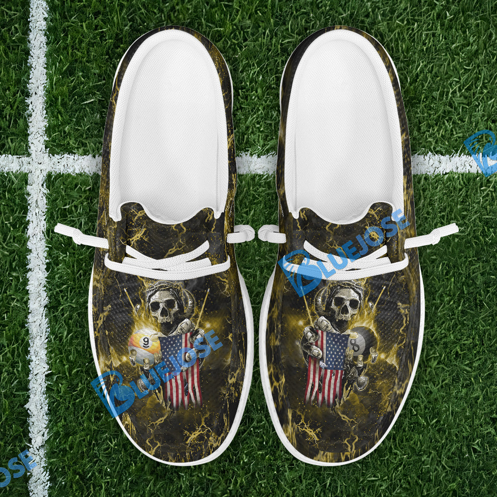 Billiards Ball 8 & 9 Fire US Flag Lace Up Loafers 2026