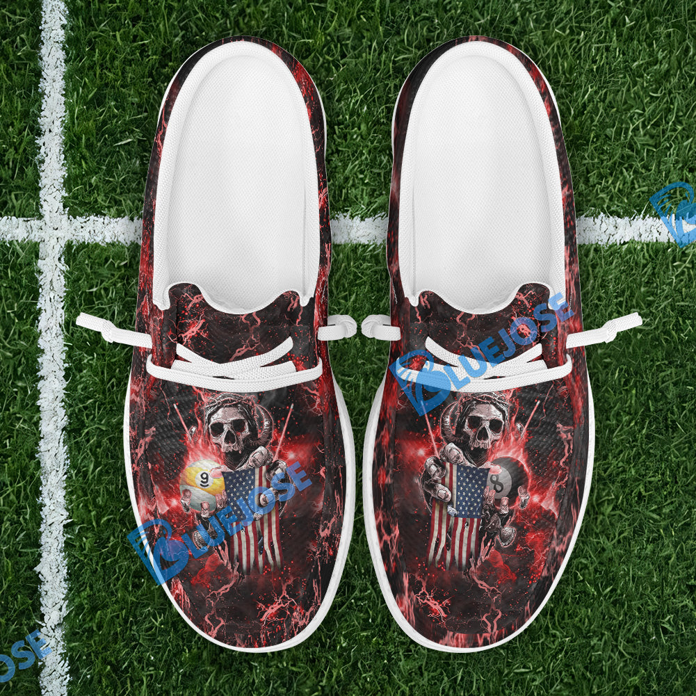 Billiards Ball 8 & 9 Fire US Flag Lace Up Loafers 2026