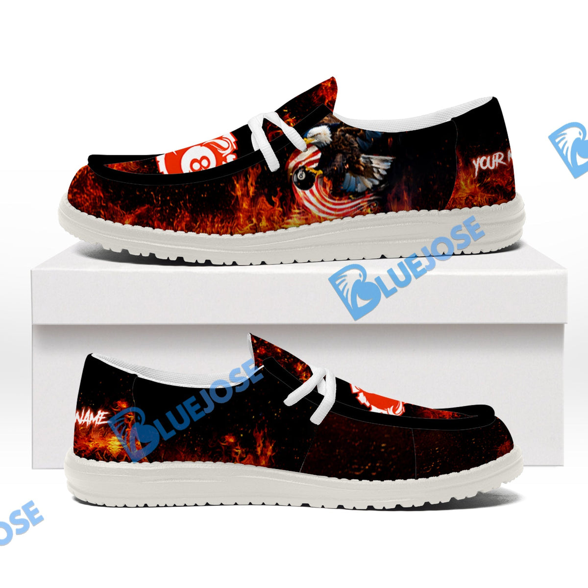 Billiard 8 Ball Eagle Fire Flame Lace Up Loafers 2026