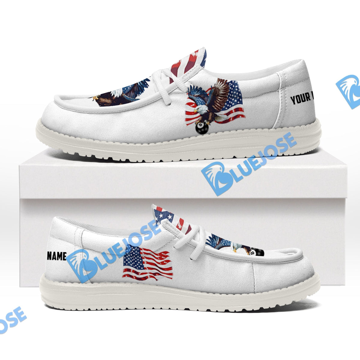 Billiards 8 Ball Eagle US Flag Retro Lace Up Loafers 2026