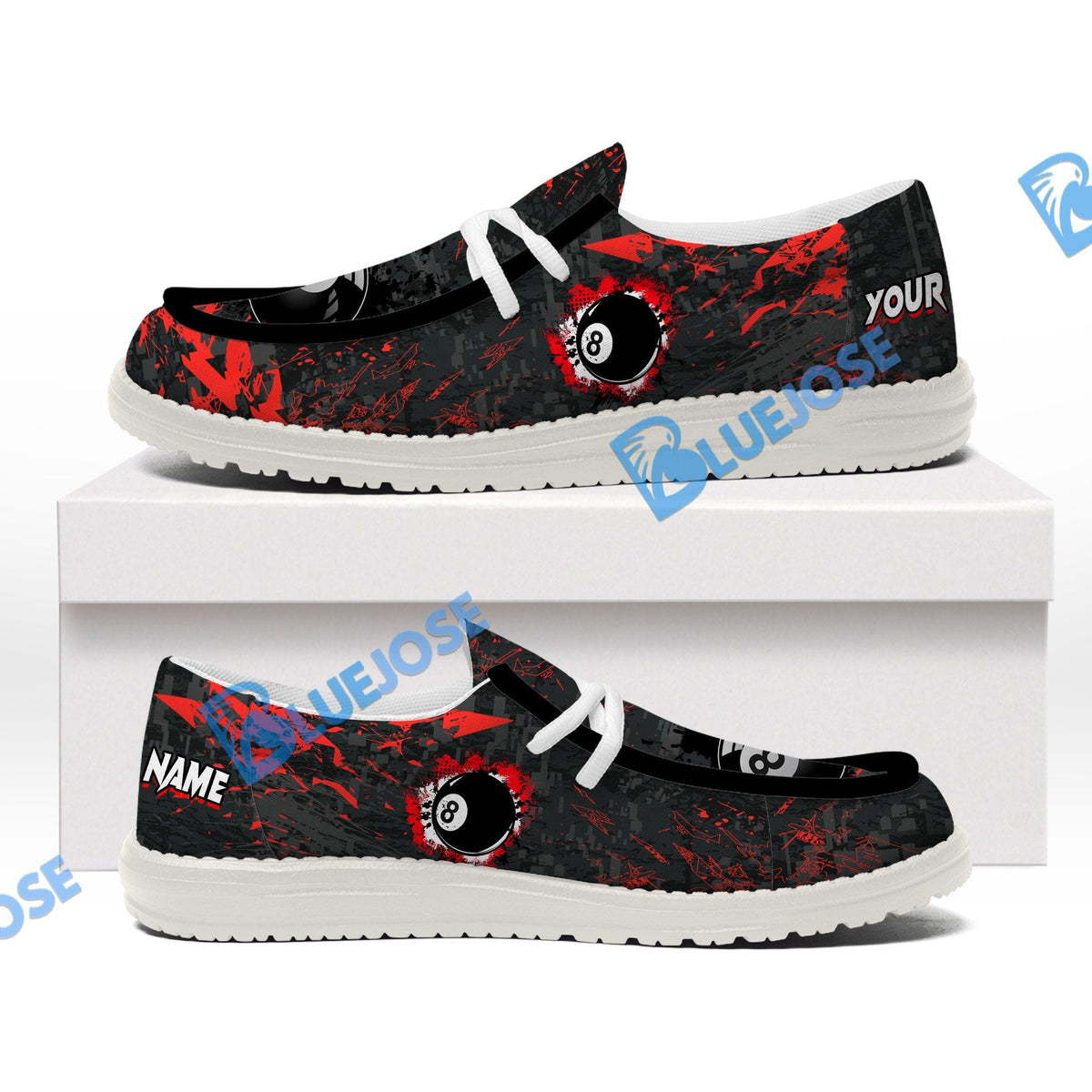 Billiards 8 Ball Black Stains Grunge Lace Up Loafers 2026