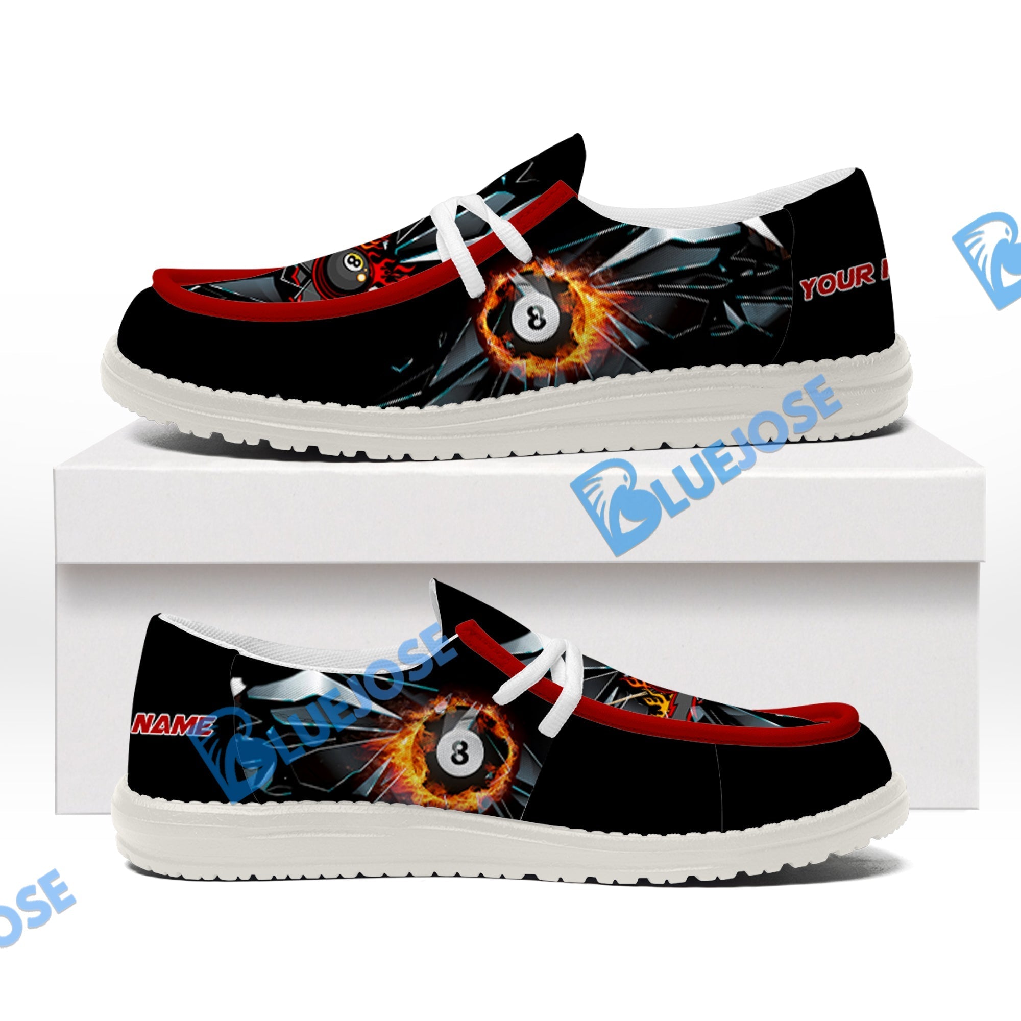 Billiards Ball 8 Fire Broken Glass Lace Up Loafers 2026