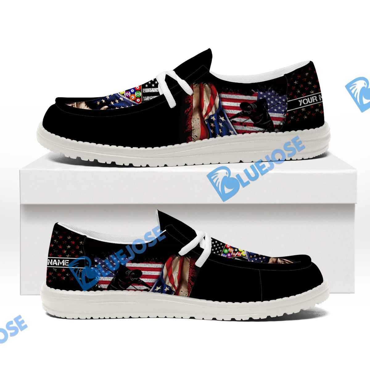 Billiards American Flag 8 Ball Player Lace Up Loafers 2026