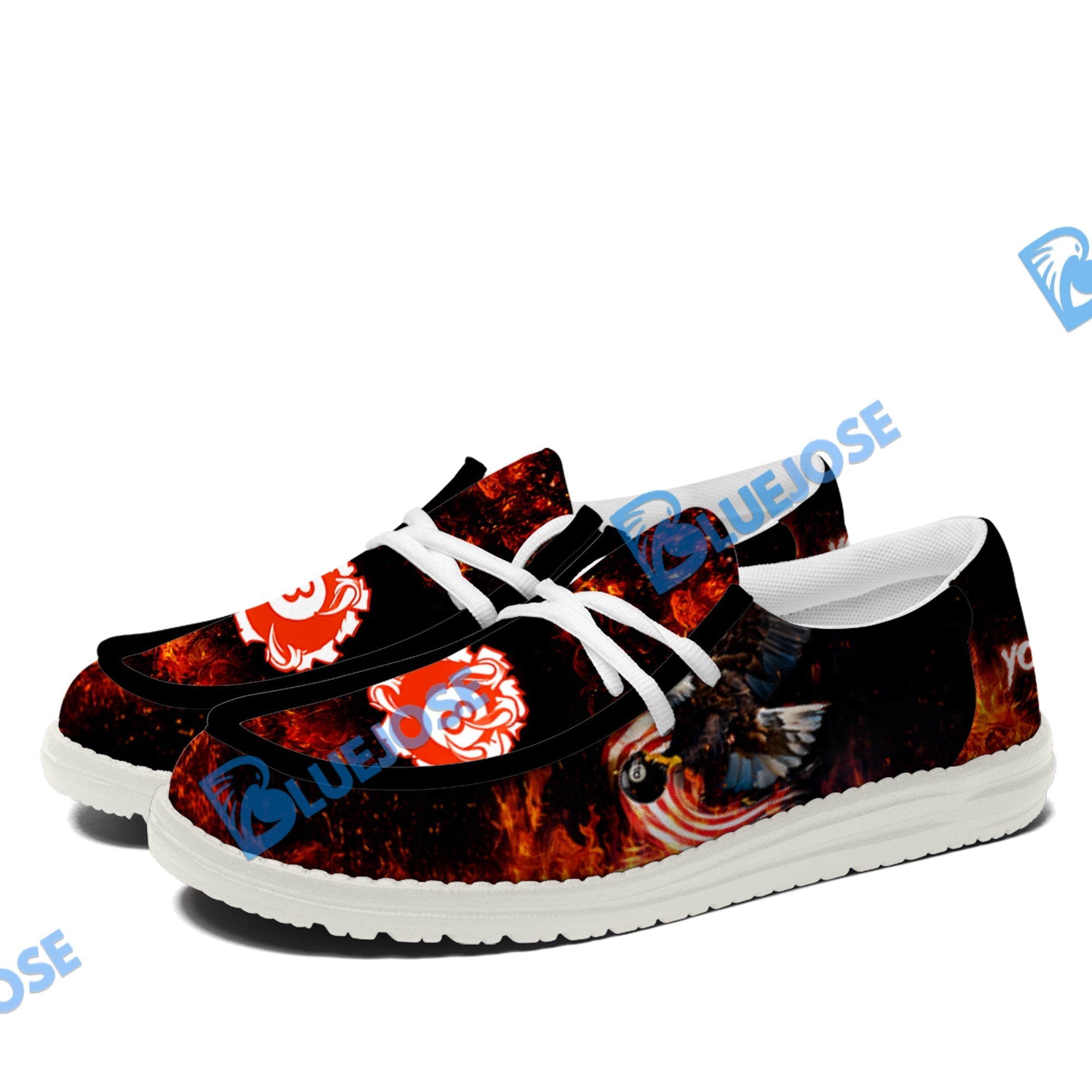 Billiard 8 Ball Eagle Fire Flame Lace Up Loafers 2026