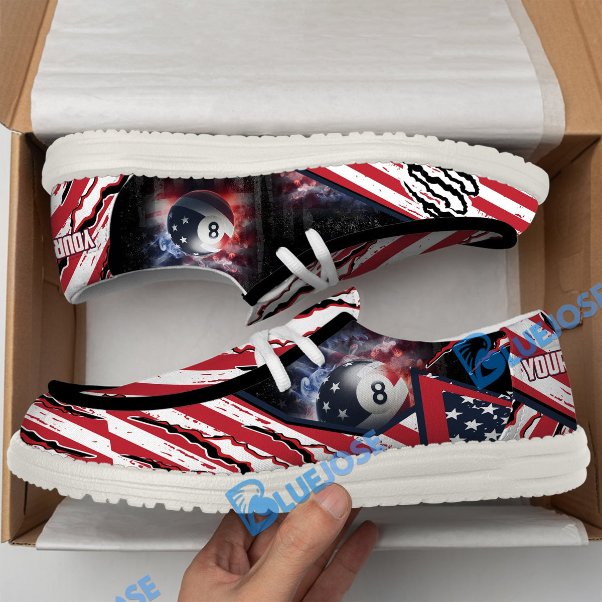 Billiards Ball 8 American Flag Patriot Lace Up Loafers 2026