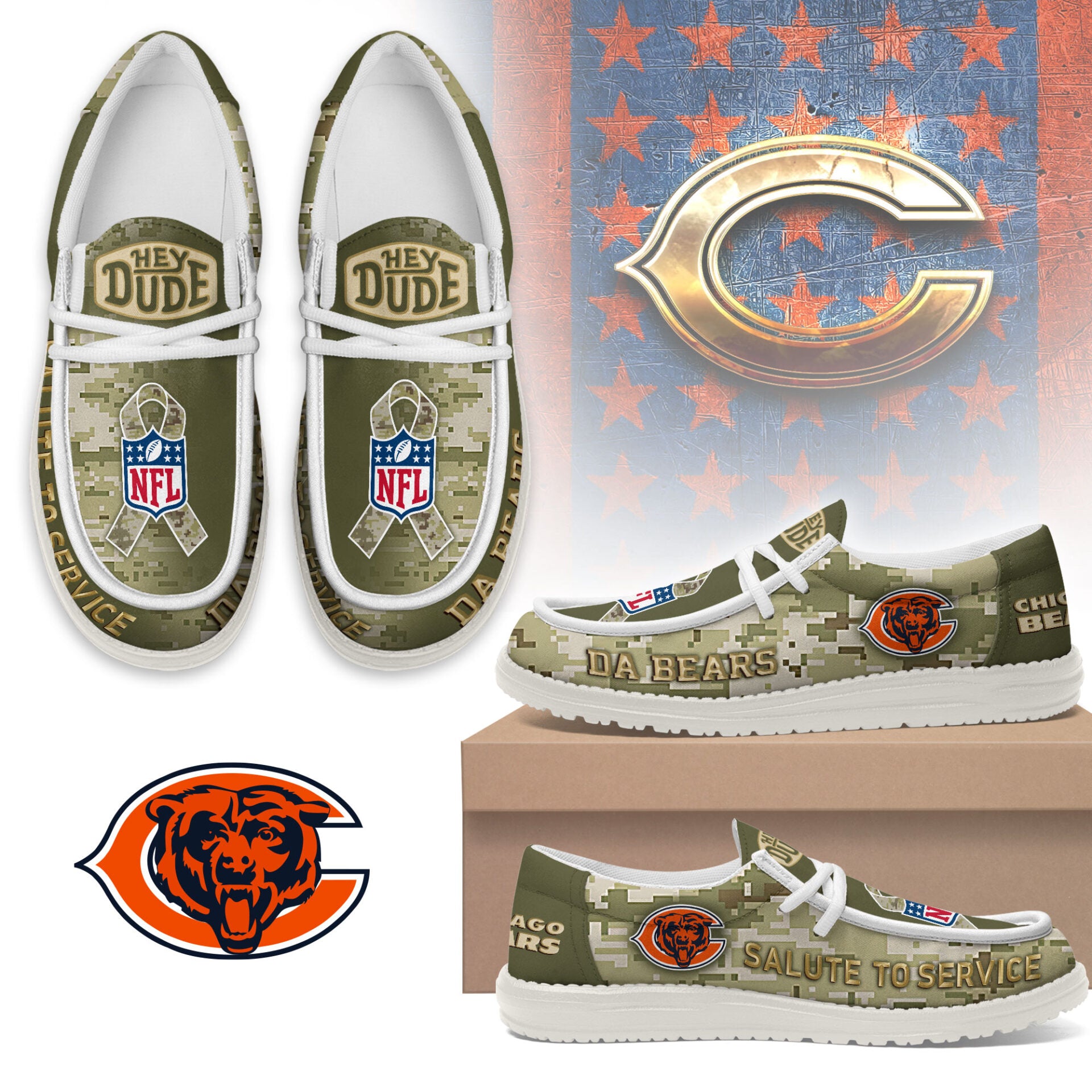 Chicago Bears Lace Up Loafers 2026