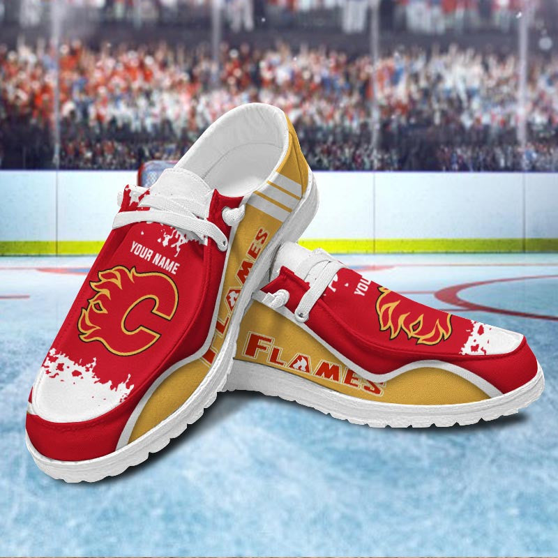 Calgary Flames Lace Up Loafers Shoes 2026