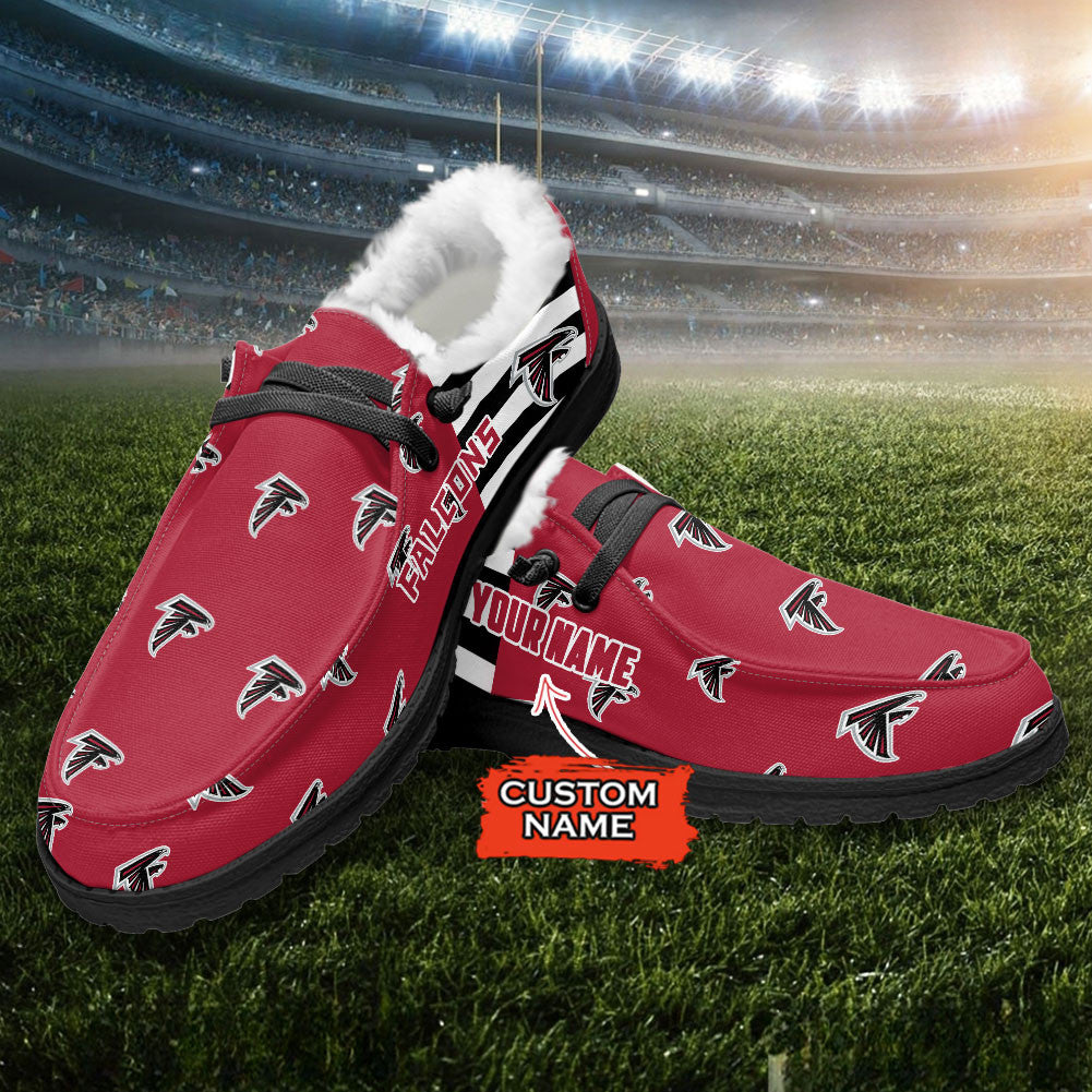 Healalio Atlanta Falcons Lace Up Loafers Fur Lining 2026