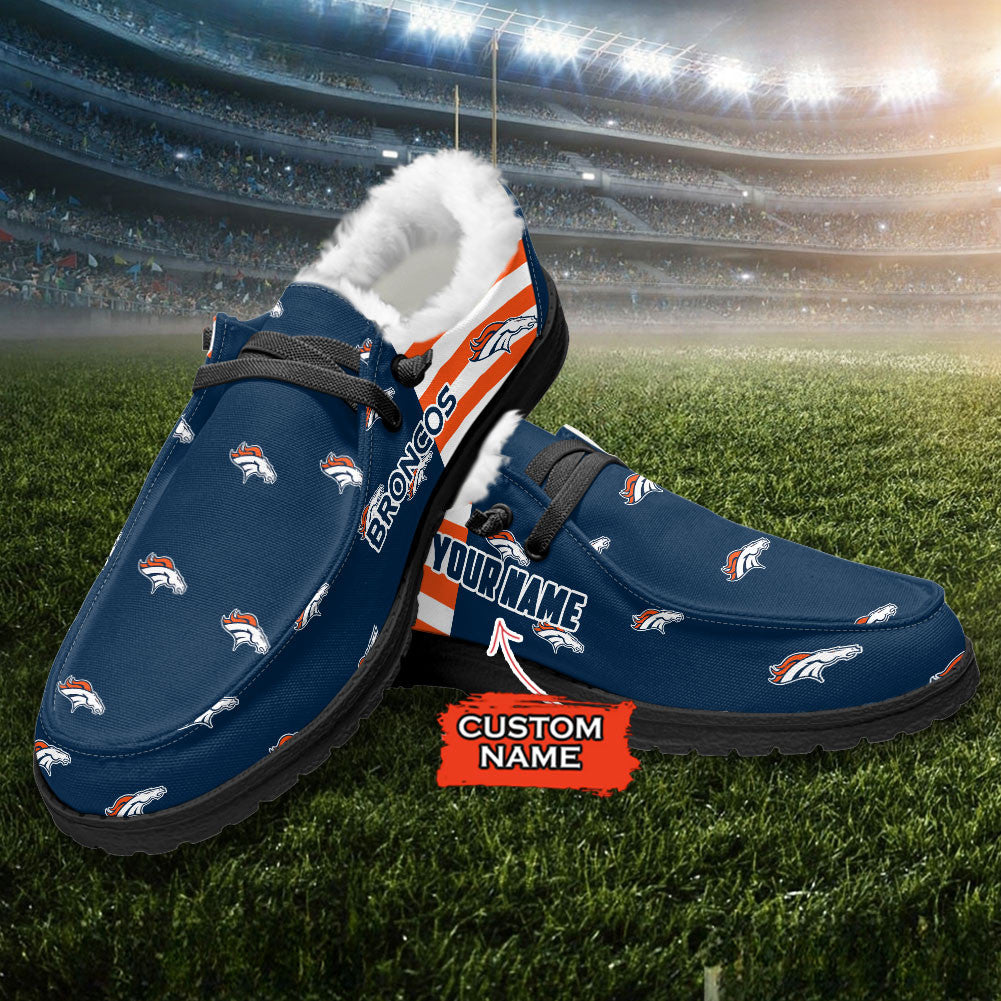 Healalio Denver Broncos Lace Up Loafers Fur Lining 2026