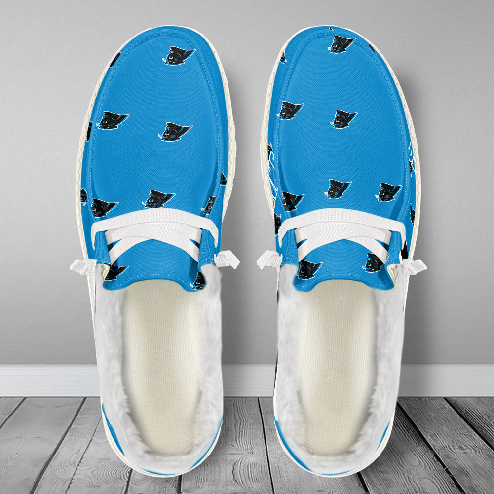 Healalio Carolina Panthers Lace Up Loafers Fur Lining 2026