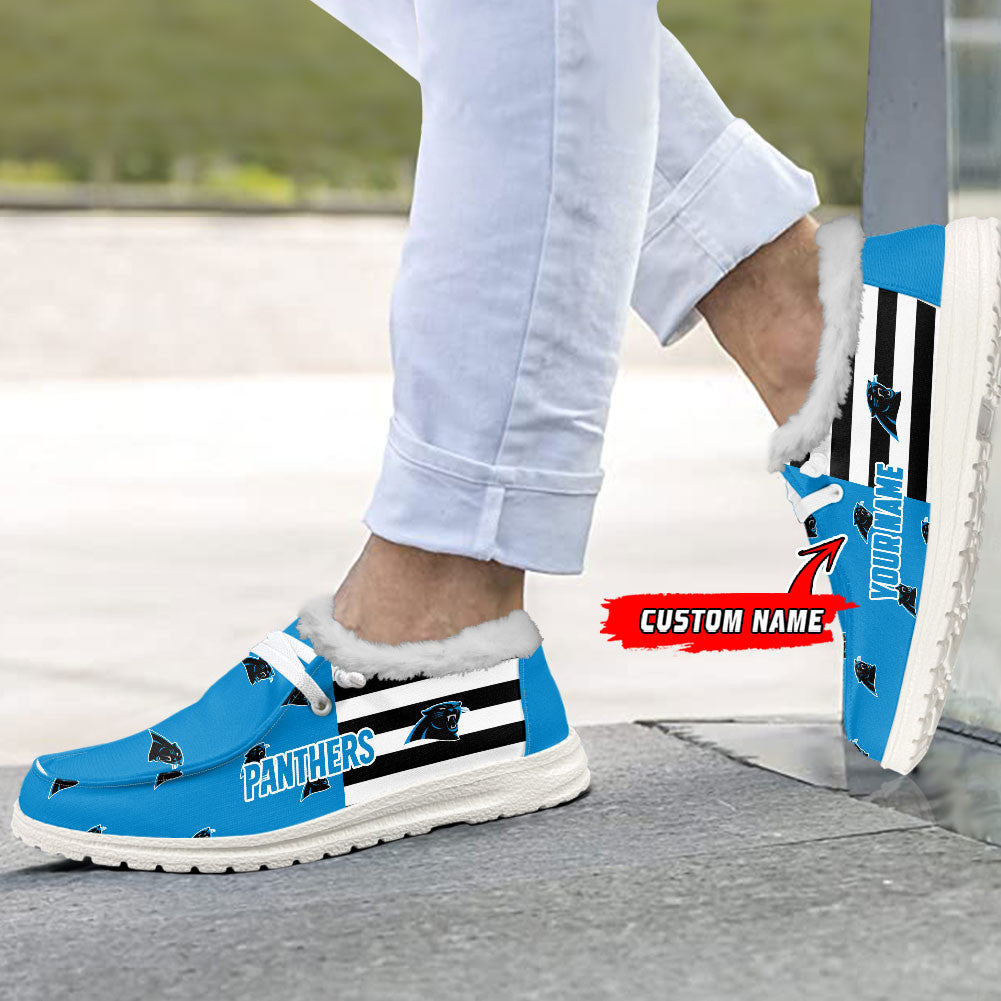 Healalio Carolina Panthers Lace Up Loafers Fur Lining 2026