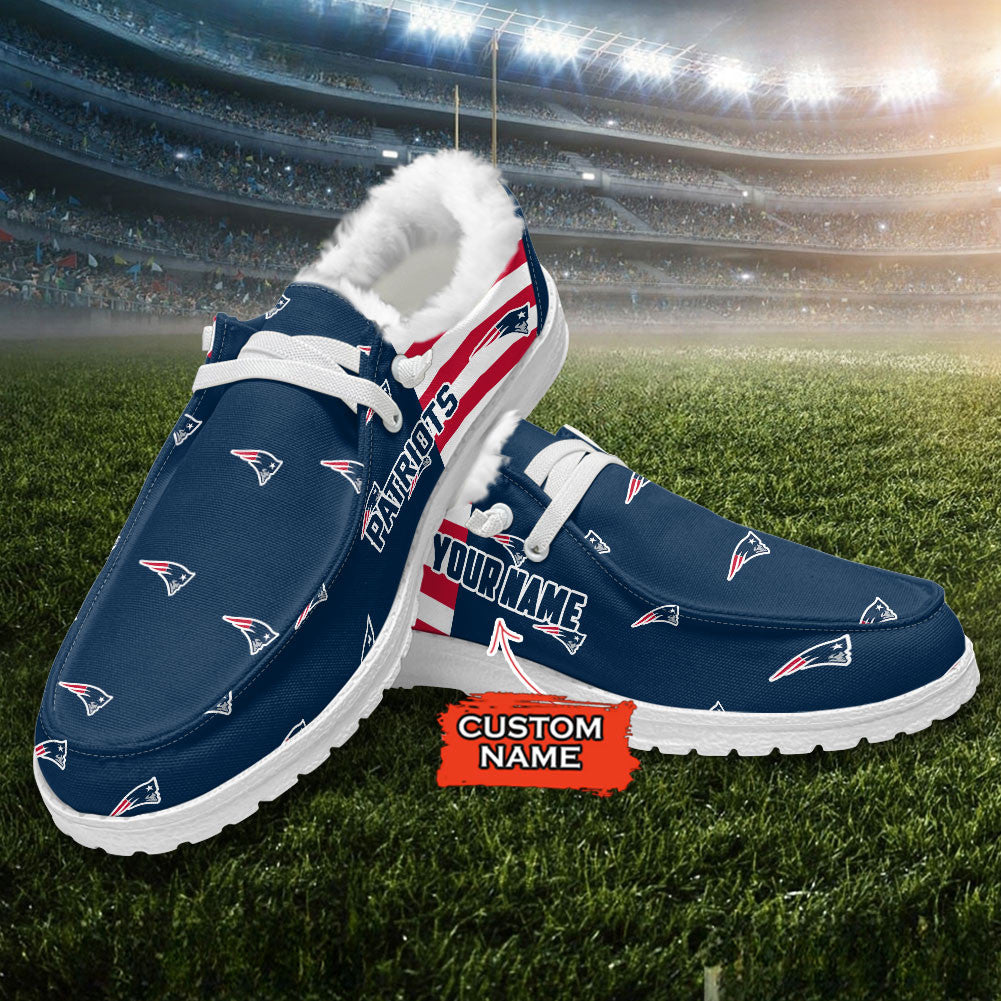 Healalio New England Patriots Lace Up Loafers Fur Lining 2026