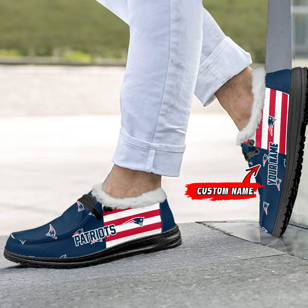 Healalio New England Patriots Lace Up Loafers Fur Lining 2026