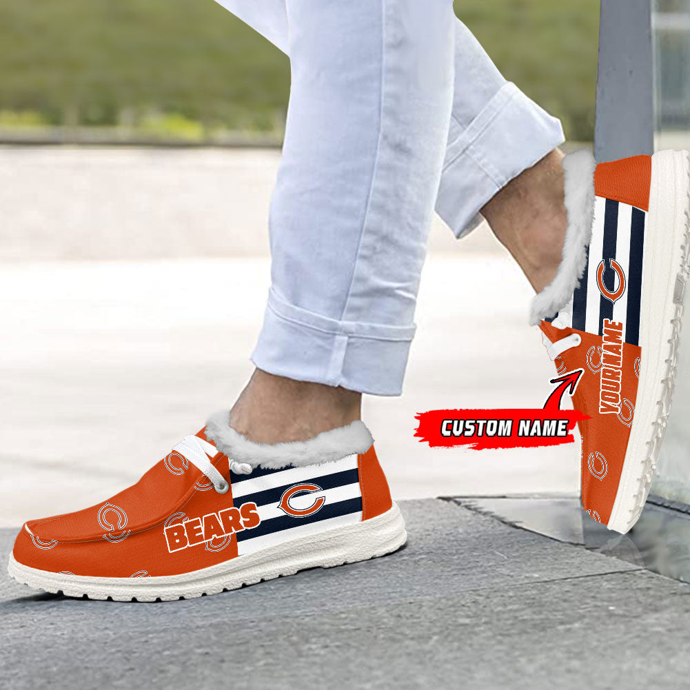 Healalio Chicago Bears Lace Up Loafers Fur Lining 2026