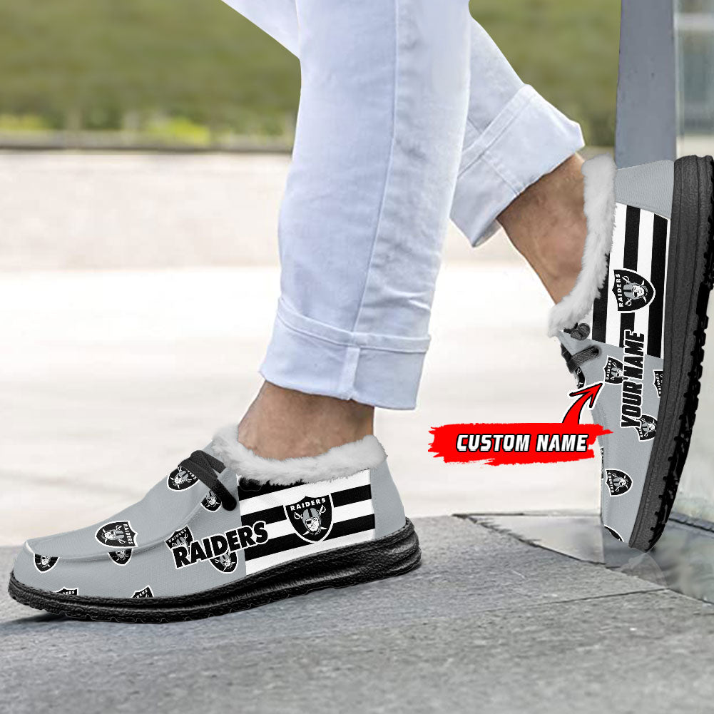 Healalio Las Vegas Raiders Lace Up Loafers Fur Lining 2026