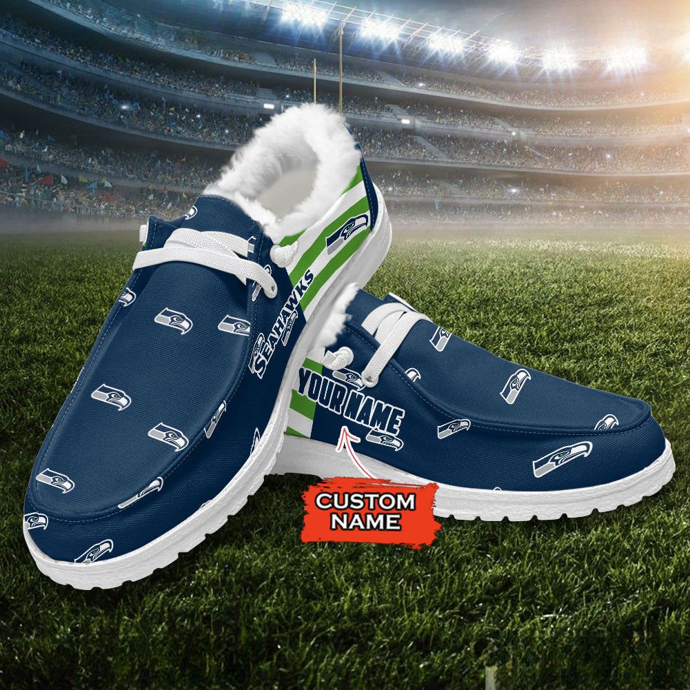 Healalio Seattle seahawks Lace Up Loafers Fur Lining 2026